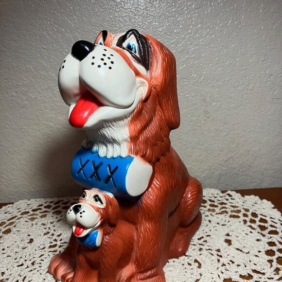 Vintage Coin Bank St.‎ Bernard with Puppy 1960's By Bankers Systems, Inc - Picture 1 of 9
